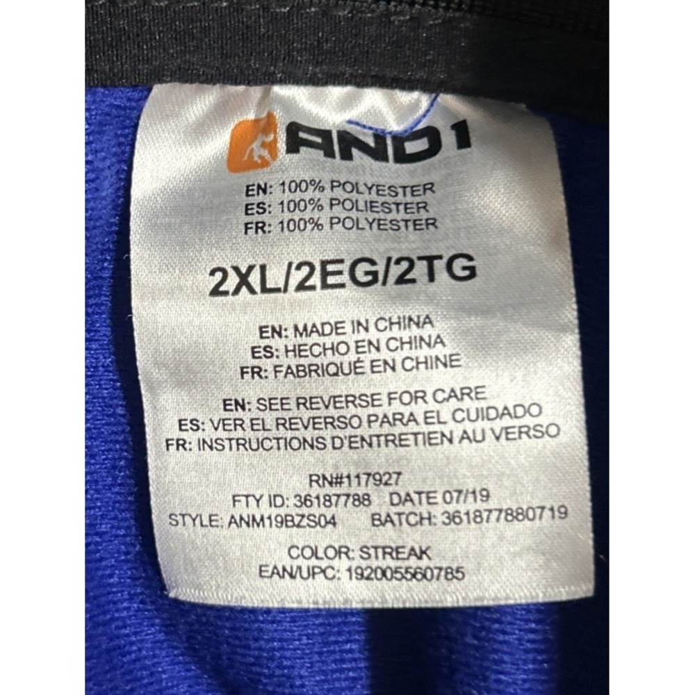 And1 Jacket Male Size 2XL Full Zip Lightweight Blue Coat‎ Basketball Sports - Picture 4 of 4